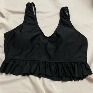 Black tankini top with ruffle